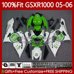 حقن العفن الجسم لسوزوكي GSXR1000 GSXR 1000 CC K5 GSX-R1000 2005-2006 هيكل السيارة 122NO.54 Lucky Green 1000cc GSXR-1000 05 06 GSX R1000 2005 2006 OEM Fairing Kit