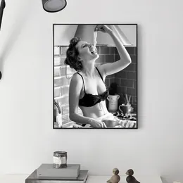 Modern Sexy Woman Portrait Art Canvas Print Naughty Girl Poster Nordic Canvas Art Beauty Wall Picture Painting Home Bar Decor