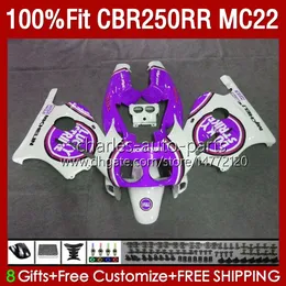 Wstrzyknięcie MC22 250CC dla HONDA CBR250 CC CBR 250RR 250 RR 90 91 92 93 94 95 1996 1997 1998 1999 131NO.254 CBR250RR Purpurowy Lucky 1990 1991 1992 1993 1995 96 97 98 99 Owalnia