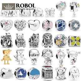 2022 Série de brinquedos mais recente Charme 925 Sterling Silver Pandora Charms para Bracelets Jóias Diy Little Girl Boy Bella Robot Tamanho oficial