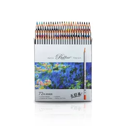 Marco 7100 Prismacolor Wood Colored Pencils 72オイルカートンボックスプロフェッショナルドローイングペンシルスケッチ学用品Y200709