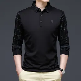 Męskie polo ymwmhu moda solidna koszula polo Men Korean Fashion Clothing Długie 220823