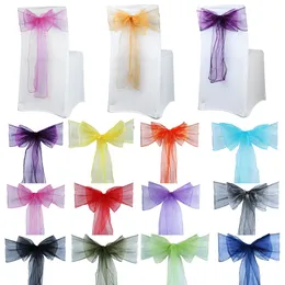 100pcs Cadeira Sashes Organza Bows Festas de casamento Supplies de Natal Decoração de tecido puro de tecido 220514