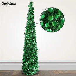 OurWarm Bling Sequins Christmas Tree 150cm Artificial Tinsel Pop Up Christmas New Year Decoration Christmas Decorations for Home T200331