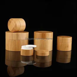 Packing Bottles Office School Business Industrial Fl Bamboo Cosmetic Cream Jars Round With White Inner Pp Jar And Er Used For Face Hand Bo