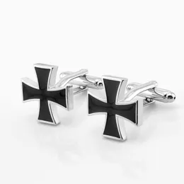 Men Gift cross Cuff Links Black Color Copper Material Enamel Red cross Cufflinks Design