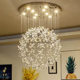 펜던트 램프 현대 고급 럭셔리 크리스탈 LED 천장 샹들리에 거실 대형 나비 라이트 픽스 홈 디자인 크리스탈 램프
