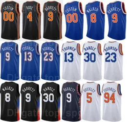 농구 스크린 인쇄 75 주년 기념 Evan Fournier Jersey 13 Mitchell Robinson 23 RJ Barrett 9 Derrick Rose 4 Julius Randle 30 Kemba