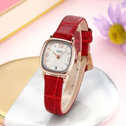 Luksusowe zegarki damskie Square Waterproof Designer Ladies Skórzany kalendarz paska ins college w stylu koreańska wersja prostej studenckiej zegarek gdgczx