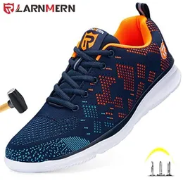 Larnmern Mens Safety Safety Shoes Steel Toe Work Boots for Men antishing antishing prooture proof construction shelecetive fashion sneaker y200915