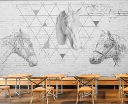 3D Murals Wallpaper European fashion white brick restaurant bar background wall living room wall stickers decorations