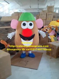 Mascot boneca traje vívido marrom mr.potato murphy spuds patata batata mascote traje mascotte com grandes orelhas rosa verde chapéu adulto no.447 grátis