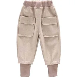 Girls Winter Pants Pockets Pants For Girl Patchwork Pants For Children Casual Style Girl Clothes 210412