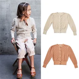 Spring Autumn Kids Sweater for Girls Hollow Out maconha Cardigan Baby Child Cotton Fashion Roupos de roupas LJ201128