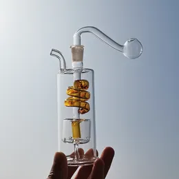 Piccolo bong in vetro Bubbler Yellow Blue Ash Catcher bong Rigs Smoking dab rig 5 pollici Mini bruciatore a nafta portatile Percolatore Tubi per acqua in vetro con vaso maschio da 10 mm e tubo flessibile Regalo