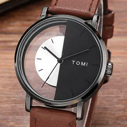 Wristwatches Gift Unique Watch Creative Translucent Unisex For Men Women Geek Stylish Leather Wristwatch Fashion Sport Quartz-watch TopWrist