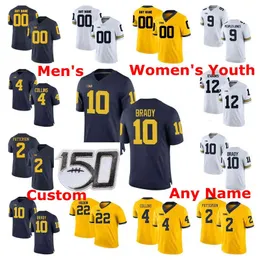 Редкий Michigan Wolverines College Football Footber Mens Mens Brandon Peters Jersey Zach Jangy Grant Perry Chase Winovich Glasgow Custom Shisted