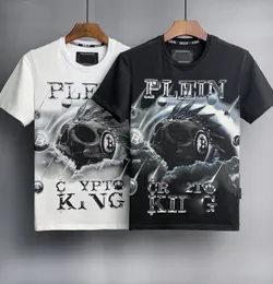 Phillip Men Designer pp czaszka diamentowa koszulka krótkie rękawe dolara brązowego niedźwiedzia marka koszulka o nokół wysokiej jakości czaszki Tshirt TEE TEES Rozmiar M-3xl