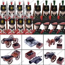 WW2 Militära brittiska soldatfigurer Byggnadsblock Army Medieval Napoleon Wars Gun Sword Cannon Weapons Moc Bricks Toys Gift 220715