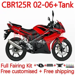 Corpo + coperchio del serbatoio per HONDA CBR-125R 125CC CBR125RR CBR 125 R CC 02-06 Carrozzeria 123No.1 CBR-125 CBR125R 02 03 04 05 06 CBR 125R 2002 2003 2004 2005 2006 Carenatura rosso nero