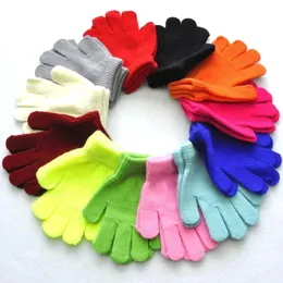 12 Colors Children Winter Gloves Candy Color Boy Girl Acrylic Glove Kid Warm Knitted Finger Stretch Mitten Student Outdoor Glove Gift