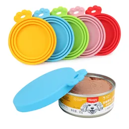 Återanvändbar 3 i 1 Pet Food Can Silicone Cover Dogs Cats Storage Tin Cap Lock Seal täcker lämpliga för 8,5 cm / 7,5 cm / 6,5 cm