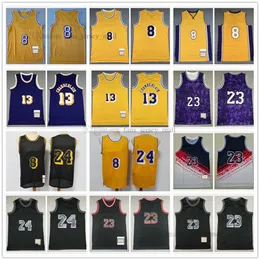 Retro Basketball Trikot News 24# 8# Front 8 Heck 24 13# 23# Artest West White Blue Black 1996-1997 genähtes Trikot