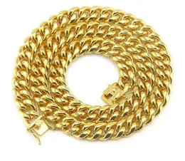 MENS 26inch 10mm MIAMI CUBAN LINK HEAVY 14K GOLD PLATED CHAIN HIPHOP NECKLACE