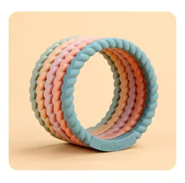 Silikon tandarmband baby chewlry flät twist teether leksaker bpa gratis spädbarn toddler sensory leksak