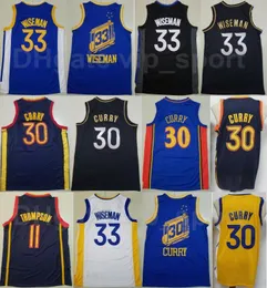 Basketball City zdobył Draymond Green Jersey 23 Wiseman 33 Stephen Curry 30 Klay 11 Thompson All Ed Black Blue High Quality w sprzedaży