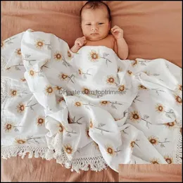 담요 Swaddling Nursery Bedding Baby Kids 출산 2 층 아기 프린지 모슬린 Swaddle Born Crib Sheets Quil Tassel Blanket Babe