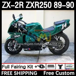 Motorcykelkropp för Kawasaki Ninja ZX2R ZXR250 ZX 2R 2 R R250 ZXR 250 89-98 BOODYWORK 8DH.81 ZX2 R ZX-2R ZXR-250 89 90 ZX-R250 1989 1990 Full Fairings Kit Green Green