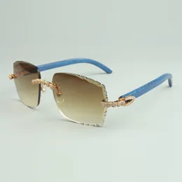 Bouquet Diamonds Sonnenbrille 3524014 mit naturblauen Holzbeinen und 58-mm-geschliffenen Gläsern
