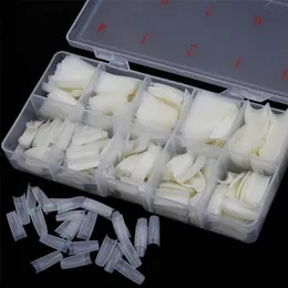 500pcsBox Artificial Full Cover s Tips Acrylic Transparent Capsules French Manicure False Nail 220812