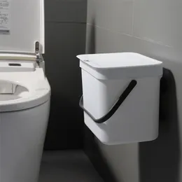 Hanging Trash Bin for Kitchen Nordic Waterproof Wall Mounted Bathroom Toilet Trash Can with Cover 220408