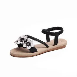 Kvinnor Sandaler Summer Shoes Woman Elastic Ankle Strap Flat Mujer 2022 Floral Gladiator Beach Ladies Flip Flops 220607