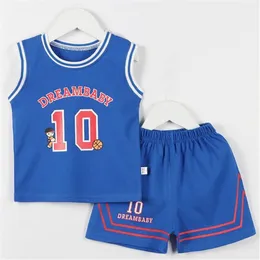 Cotton Kids Basketball Outdoor Sports Clothes Set Boys Girls Youth Basketball Vest Shorts 2-Piece Set Children's Summer Suit