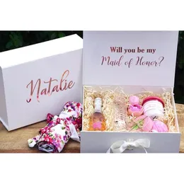 Personalisierte Geschenkbox für Brautjungfern mit Namen, individuelle Blumenmädchen-Box „Willst du meine Brautjungfer sein?“ Box für Trauzeugin 220704