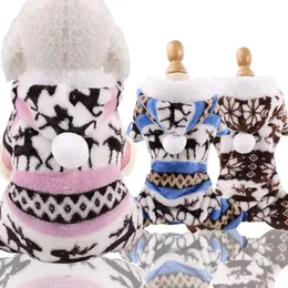 개 의류 애완 동물 용품 의류 고양이 의상 산호 양털 새끼 사슴 패턴 가을 겨울 패션 따뜻한 스웨터 2 다리의 옷도