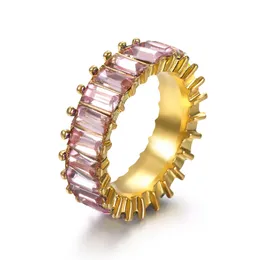 Mode Persönlichkeit geometrische Zirkon Kristall Ring Schmuck einfache Farbe wilde quadratische Zirkon Ring weiblichen Abschlussball Party Geschenk Schmuck