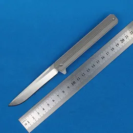 1PCS R6251 Flipper Składanie noża D2 satynowe kropla punkt Blade szary TC4 TITANIUM ALLOY BALL BALLIN BALLIN Folder Open Pocket Noże