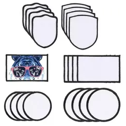 Patch de sublimação em branco em branco Tecido Ferro-em branco Patches 3 Formas Reparar almofada de transferência térmica para roupas Roupas Mochilas Backpacks Black Frame Blect