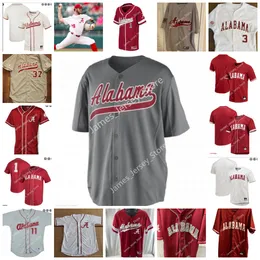 Maglia da baseball NCAA Alabama Crimson Tide 24 ERIC FOGGO 25 DAVIS HELLER 26 GRAYSON HITT 27 BEN HESS 28 ELI GILES 29 BRAYDEN GAINEY 30 Jake Leger 31 WILL PORTERA Maglie