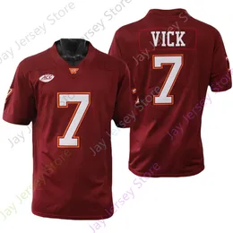 새로운 축구 유니폼 버지니아 기술 hokies 축구 유니폼 NCAA 대학 Michael Vick Size S-3XL All Stitched Youth Men Red