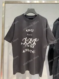 22SS Männer Designer T-Shirts Paris ATHLETES Oversize Kurzarm Rundhalsausschnitt Streetwear blau schwarz weiß xinxinbuy XS-L