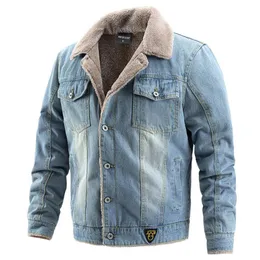 Jackets masculinos Men Winter Jean Outerwear Plus Velvet Warm Denim Casacos de lã de tamanho grande de lã mais espessa e de caldeiras