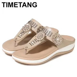 Timetang Summer NONSLIP SLIPPELA PLATAGENHA MULHERA Moda Cristal Floral Indoor Flip Flip Sandals Women Women Beach Slipperse428 210301