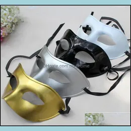 Venetianska maskeradmasker för Halloween Balls Mardi Gras Prom Dancing Party Half Eye Gold Sier Män och Drop Delivery 2021 Festliga förnödenheter