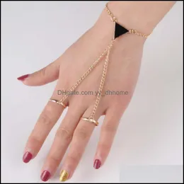 Charm Bracelets Jewelry Link Chain 1Pc Trendy Women Punk Triangle Finger Conjoined Bracelet Fashion Slave For Boho Drop Delivery 2021 Suumv