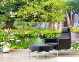 3d wallpaper stickers Forest scenery beautiful green tree tooling background wall papier peint 3d mural grande taille